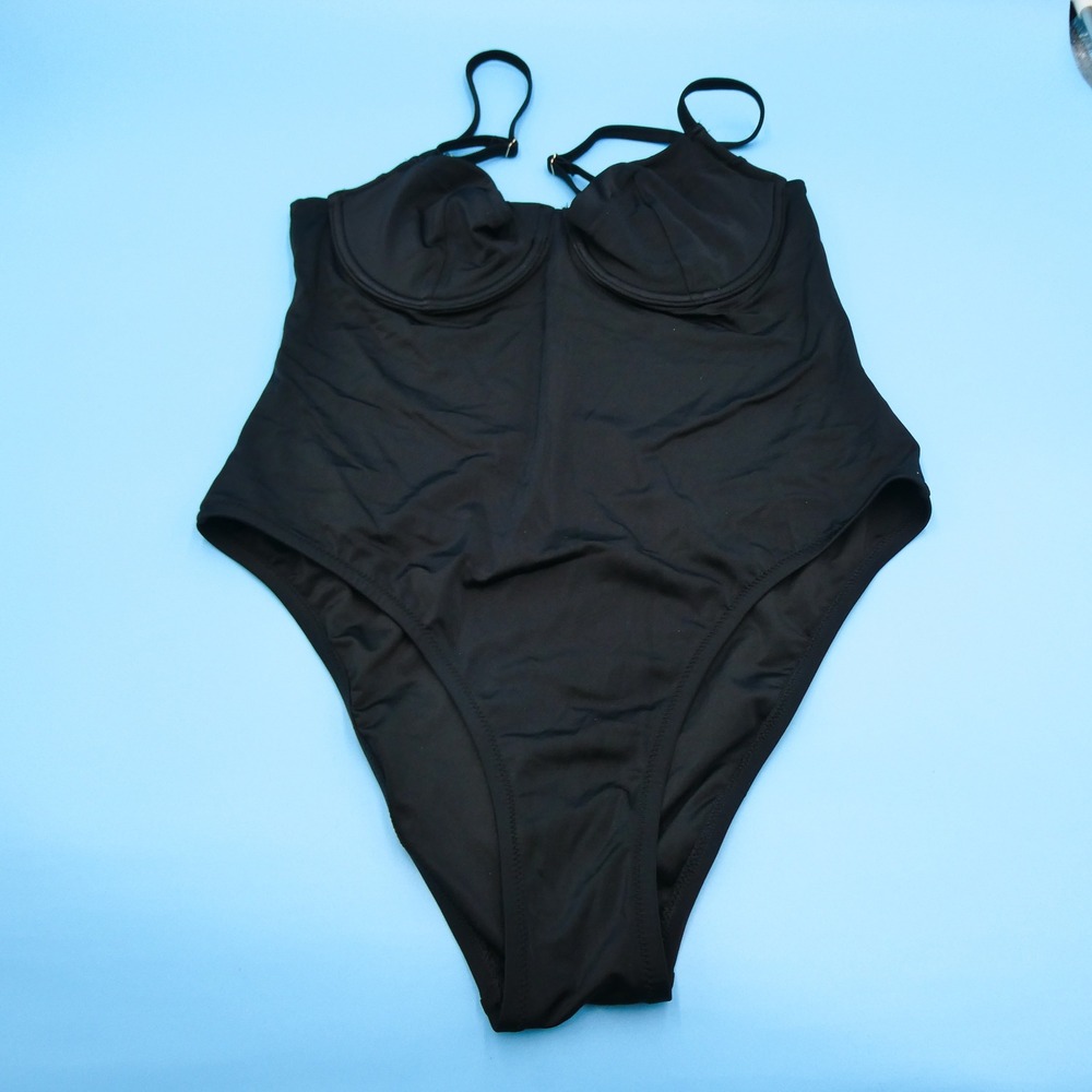 Victoria's Secret One Piece Swimsuit Womens Extra Large Underwire Black Nylon XL